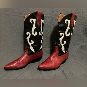 Vintage 90s Nine West Red and Black Heeled Boots